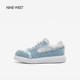 West 玖熙牛仔布拼接板鞋 春季 Nine 清仓潮流百搭圆头厚底休闲鞋