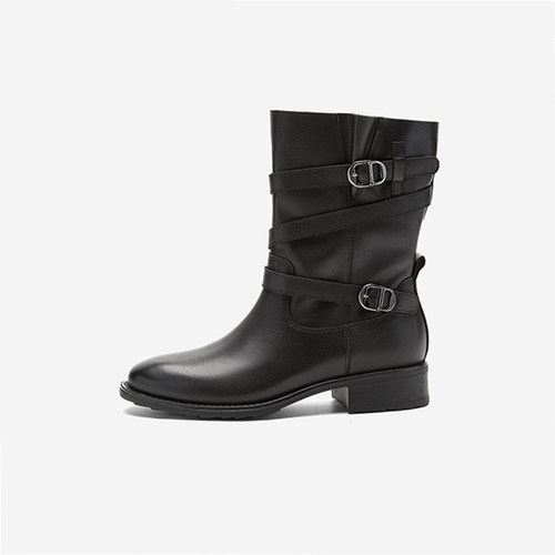 NineWest/玖熙皮带扣骑士靴女鞋