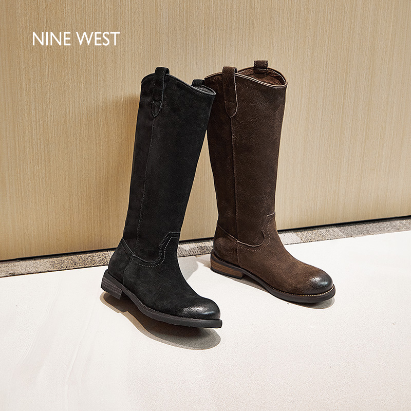 玖熙西部复古骑士靴女2024冬季新