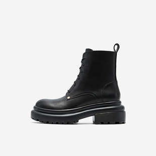 West 马丁靴女圆头厚底增高时尚 玖熙冬季 式 短筒靴女靴 清仓款 Nine