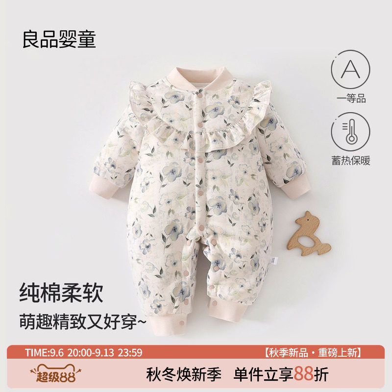 宝宝衣服秋冬夹棉加厚婴幼儿连体衣满月宝宝衣服保暖防风外出服52