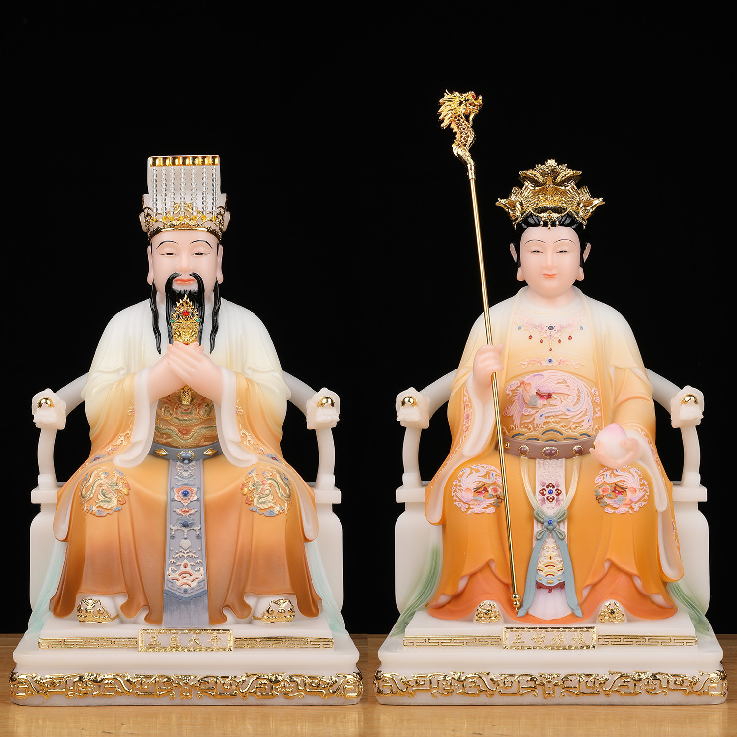 玉帝王母佛像家用供奉玉皇大帝王母娘娘神像汉白玉像体真身摆件