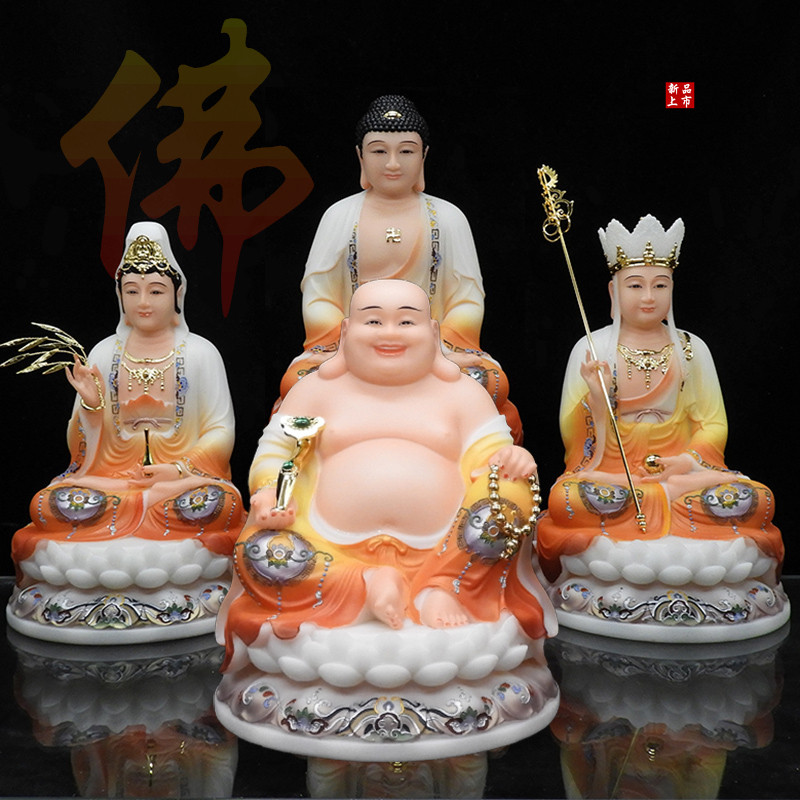 合成汉白玉全堂佛观音佛像地藏王菩萨彩绘释迦牟尼佛1弥勒佛佛像