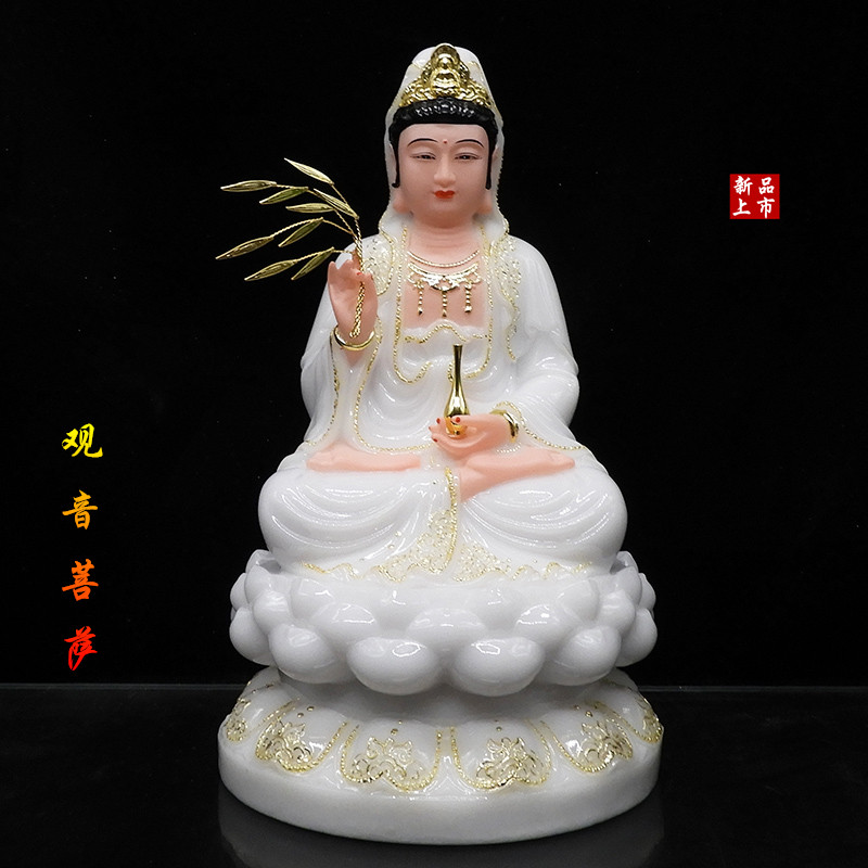 汉白玉观音佛像 汉白玉佛像 玉观音菩萨像 白玉观音佛像居家