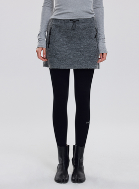 OooF！Time 灰色羊毛短款裤裙女冬季基础百搭半身短裙