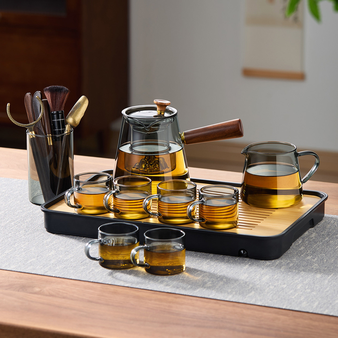 玻璃茶具套装家用茶盘小型办公室客厅防烫耐热泡茶壶喝茶功夫茶杯,餐饮具,整套茶具,淘宝优惠券,粉丝福利购,淘宝优惠卷