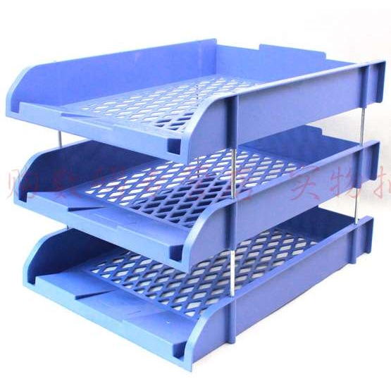 红杰三层文件盘H439 文件架 整理架 铁柱固定文件盘 文件栏