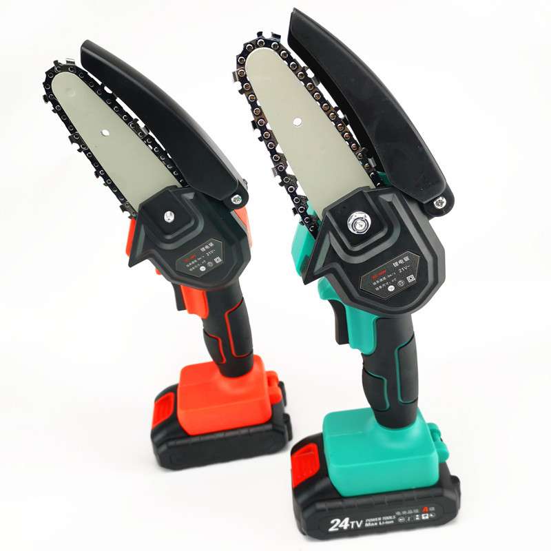 迷你4寸电链锯充电单手锯伐木砍树家用小型电动手锯锂电修枝锯
