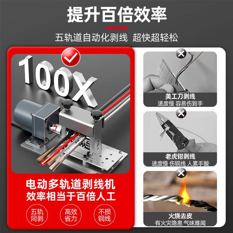 剥线机全自动废铜线家用电线缆剥皮扒线开皮去皮电动扒线剥线神器