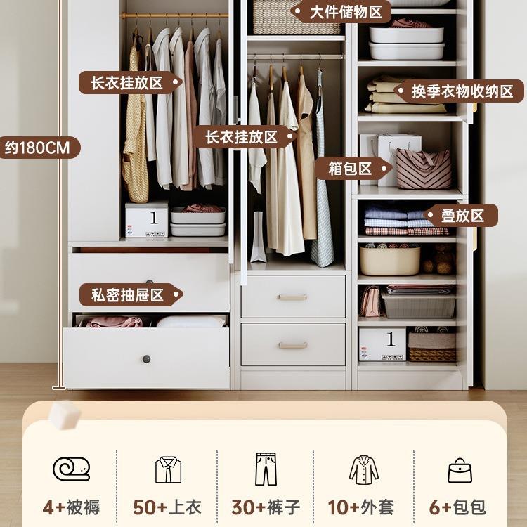 衣柜家用卧室2024新款简易组装推拉门挂衣柜出租房用小型单人衣橱