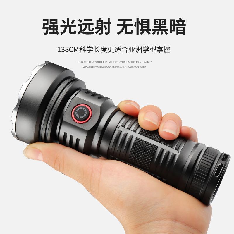 跨境新款19LED强光照明手电筒充电便携长续航户外远射40W超亮手电