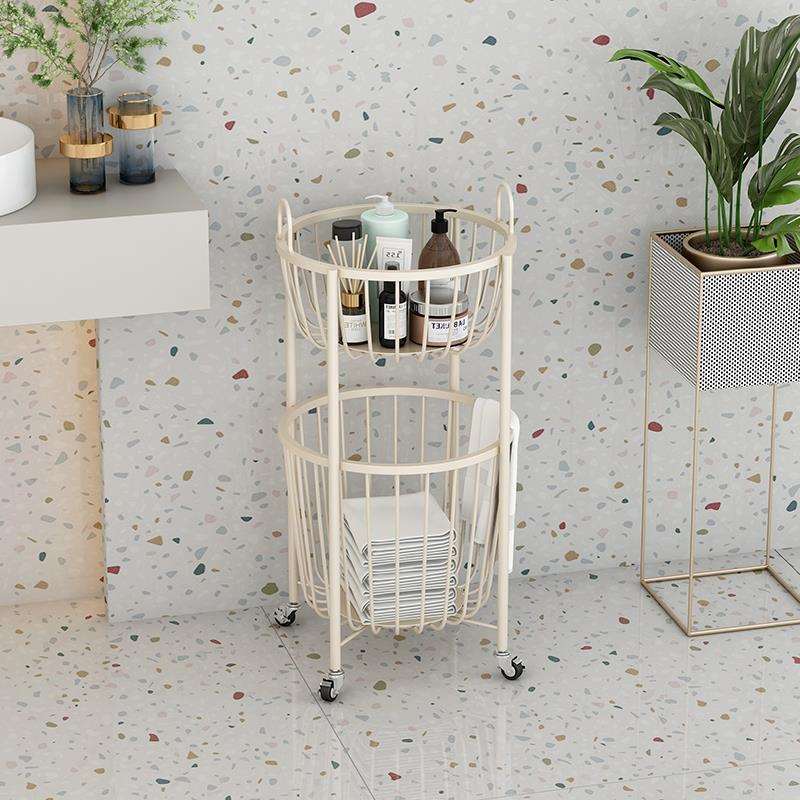 滑轮家用脏衣篓置物架浴室轻奢双层可移动放脏衣服收纳筐脏衣篮带
