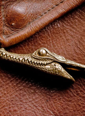 美式新款黄铜鳄鱼吊坠复古项链