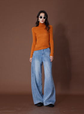 ATUMU 直筒裤系列 暖冬上新 高腰大直筒裤加绒牛仔裤AT485