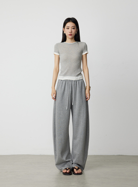 【交个朋友】ATUMU 夏季新品 松紧腰舒适凉感垂感阔腿卫裤AT412