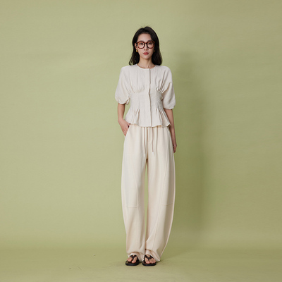 ATUMU「弯刀裤系列」新春新品 丨松紧腰舒适垂感阔腿卫裤AT412