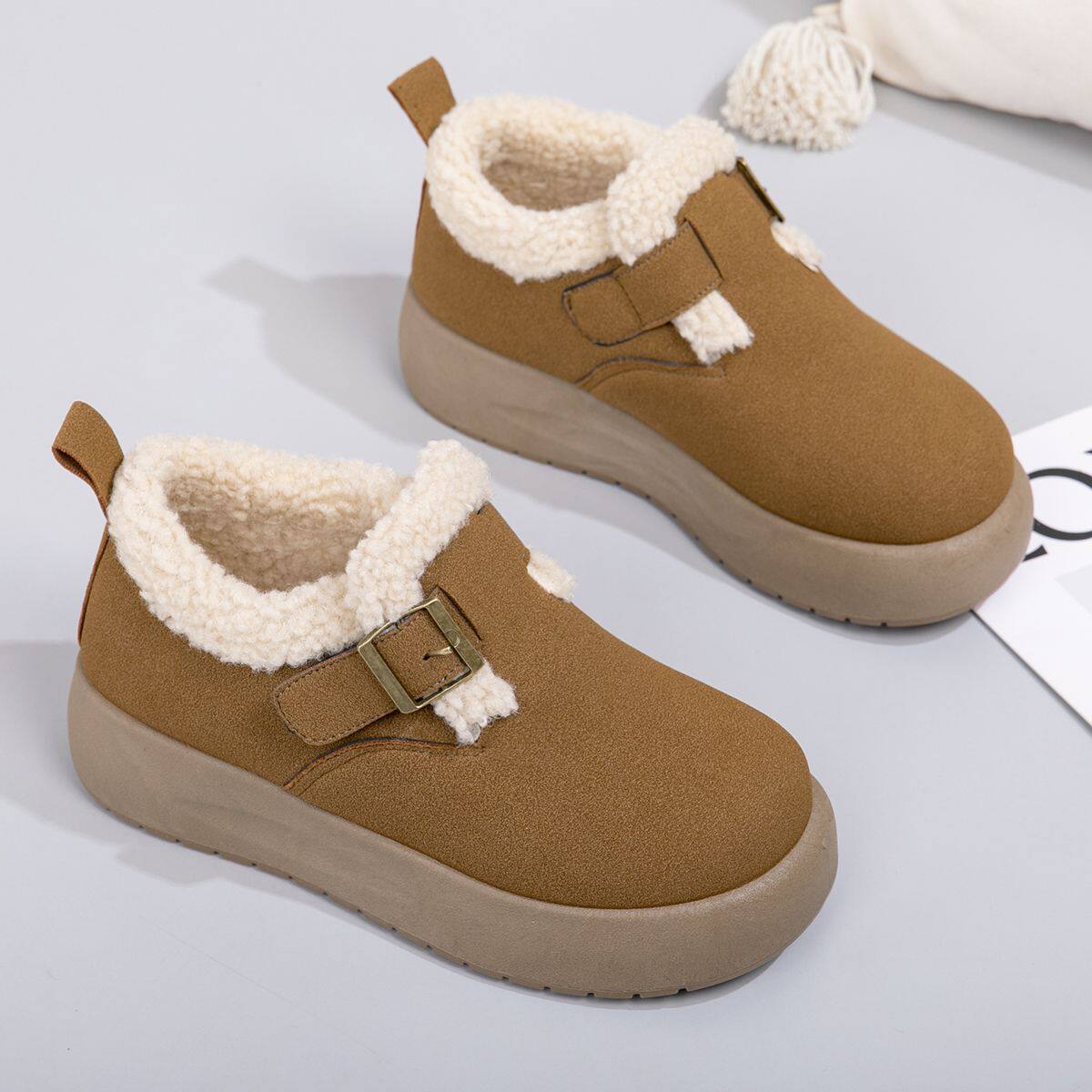 厚底勃肯鞋冬季保暖新款女棉鞋松糕增高全包一脚蹬加绒加厚雪地靴,女鞋,高帮鞋,淘宝优惠券,粉丝福利购,淘宝优惠卷