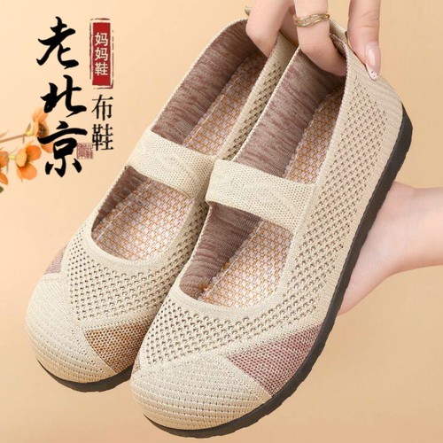 老北京布鞋透气防滑一脚蹬妈妈鞋