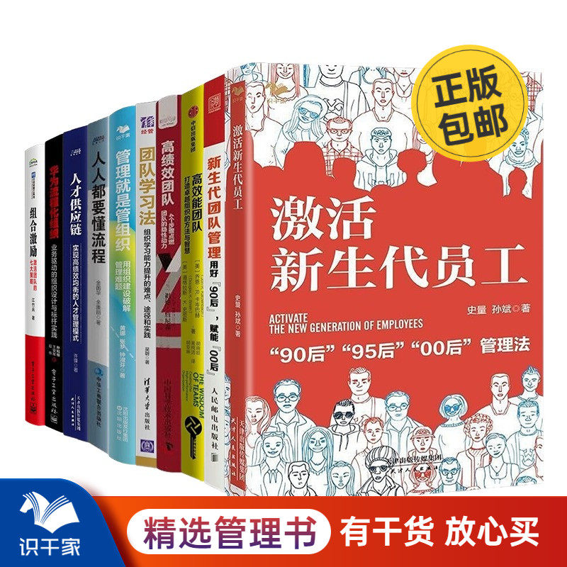 新生代员工培养、组织团队建设、流程优化10册:激活新生代员工+新生代团队管理+高效能团队+高绩效团队+团队学习法+管理就是管组