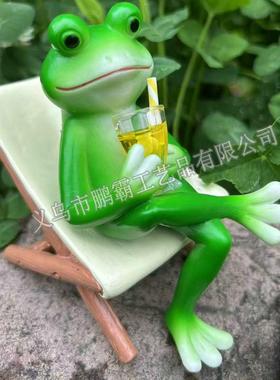 休闲沙滩躺椅女郎摆件松弛感阳台电视柜造景布置装饰动物