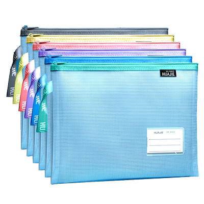 PVC加厚网格防水手提文件袋