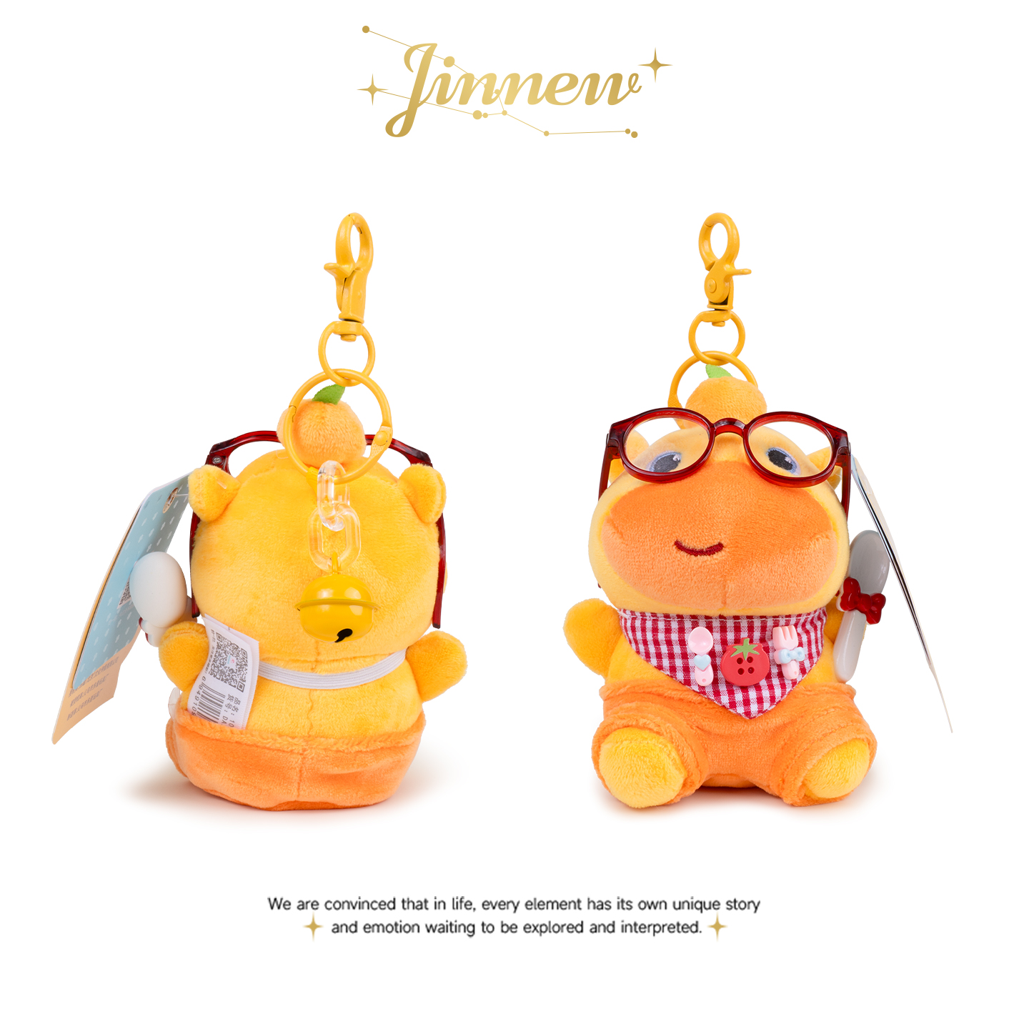 Jinnew丑萌可爱粉色围兜水豚噜噜情侣毛绒公仔书包包挂件钥匙扣女