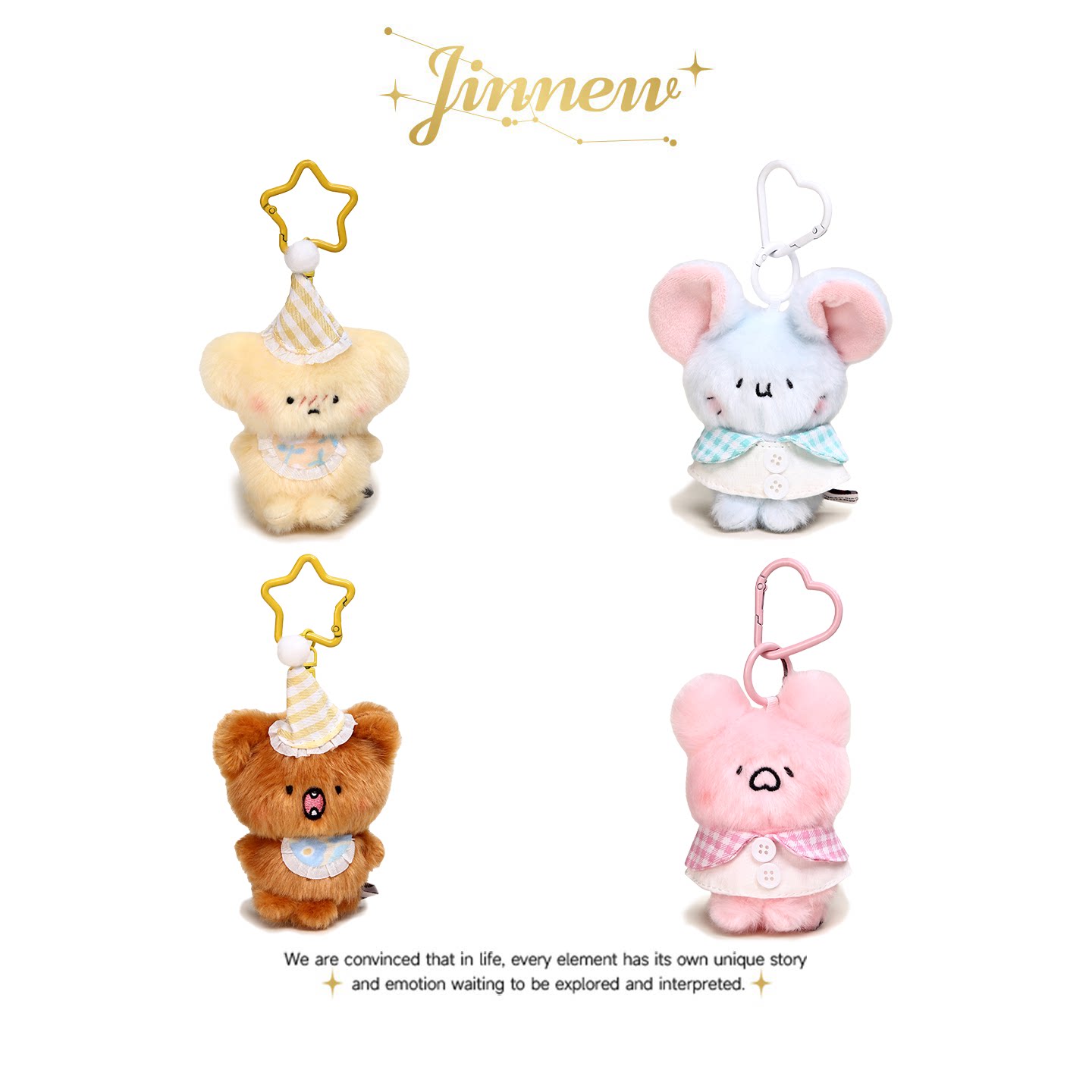 Jinnew原创韩系可爱高颜值小熊老鼠毛绒公仔玩偶钥匙扣挂饰包挂件