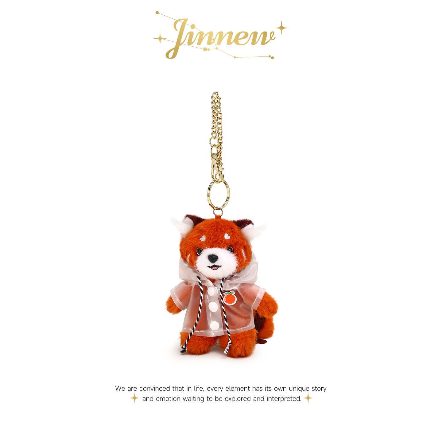 Jinnew原创可爱高颜值雨衣小浣熊猫毛绒玩偶公仔书包包挂件钥匙扣