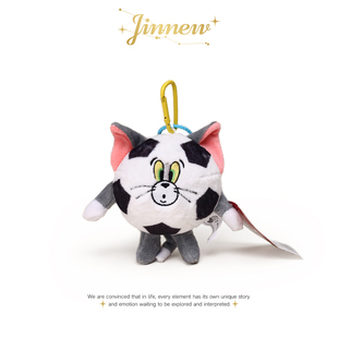 Jinnew正版联名猫和老鼠汤姆猫足球毛绒公仔书包包挂件钥匙扣挂饰