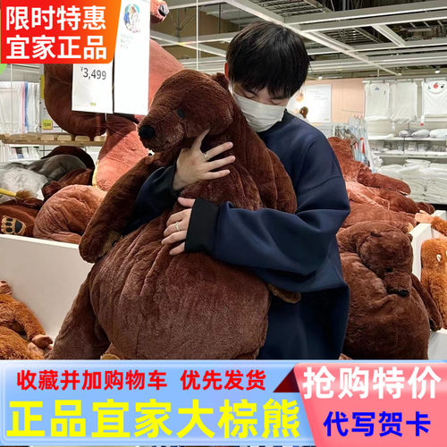 宜家网红大棕熊狗熊毛绒玩具抱枕
