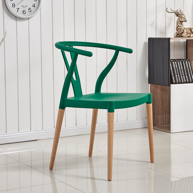 塑料y型椅 简约扶手塑胶餐椅 创意休闲叉骨椅咖啡厅椅办公室椅