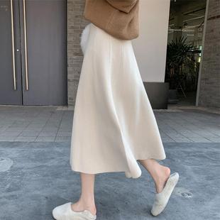 skirt woolen skirt A-line length medium elegant temperament