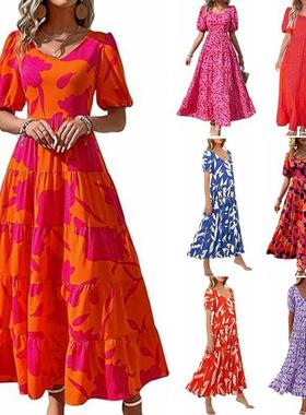 Dress Maxi Flowy Beach Backless Gathered Dress Casual