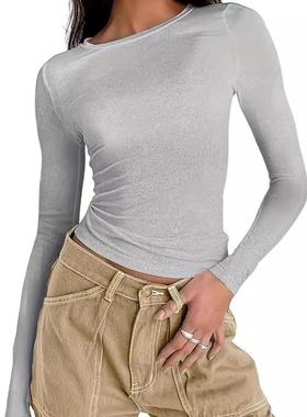 slim color fitted camisas solid tops long blusas solid
