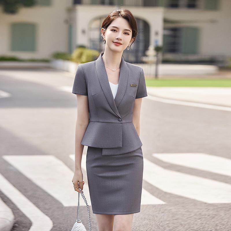 Short-sleeved thin style jewelry store work clothes slim