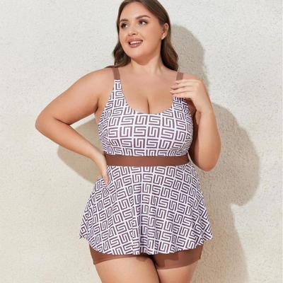 Swimsuit Plus Size Womens Two-Piece High Waist Slim Tankini