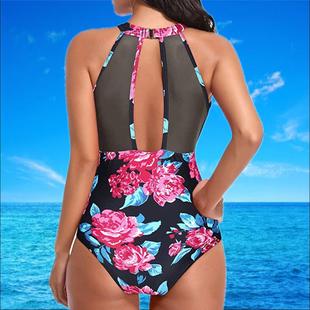 womens swimsuit digital one sexy Mesh piece stitching
