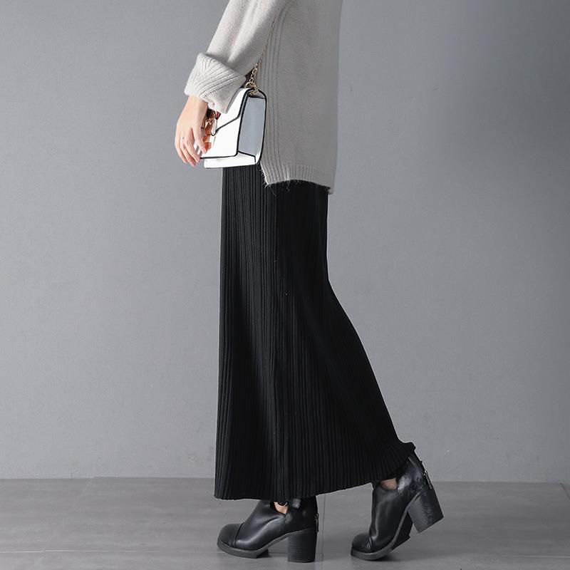 pleated knitted skirt skirt high-waisted slim wool