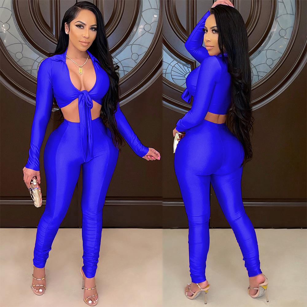 women for suit trousers long-sleeved bow cardigan two-piece