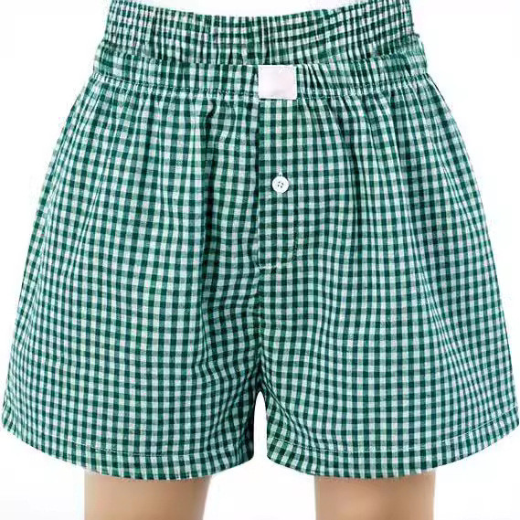 Pajama Low Womens Arrow Shorts Loose Pants Cotton Plaid