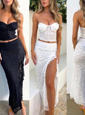 strapless piece skirt aesthetic clothes summer splits and