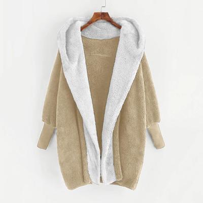 womens jacket color double-faced hooded cardigan matching