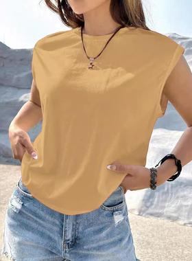 Women's Vest Halter Neck Top Keyhole Sleeveless Shirt Loose