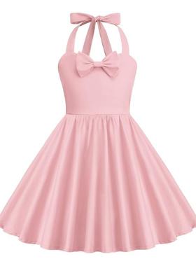 Girls floral halter neck dress suspender skirt