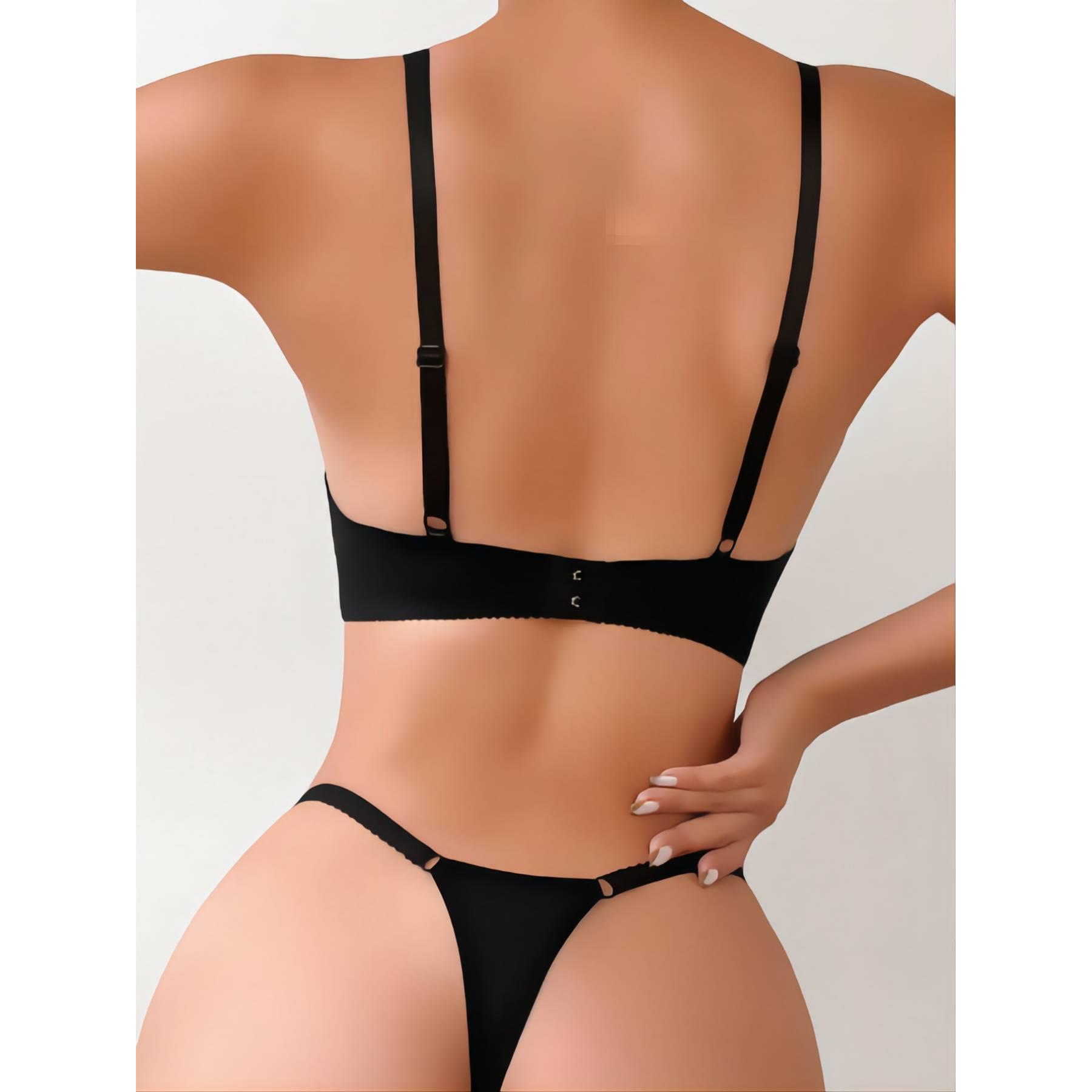 Sexy lace push up bra set mesh buckle motorcycle sexy
