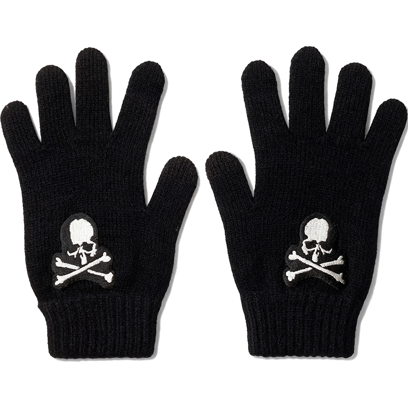 thumbnail for MASTERMIND Skull Embroidery Warm Playable Mobile Phone Trend Dark Commuter 100% Wool MMJ Gloves