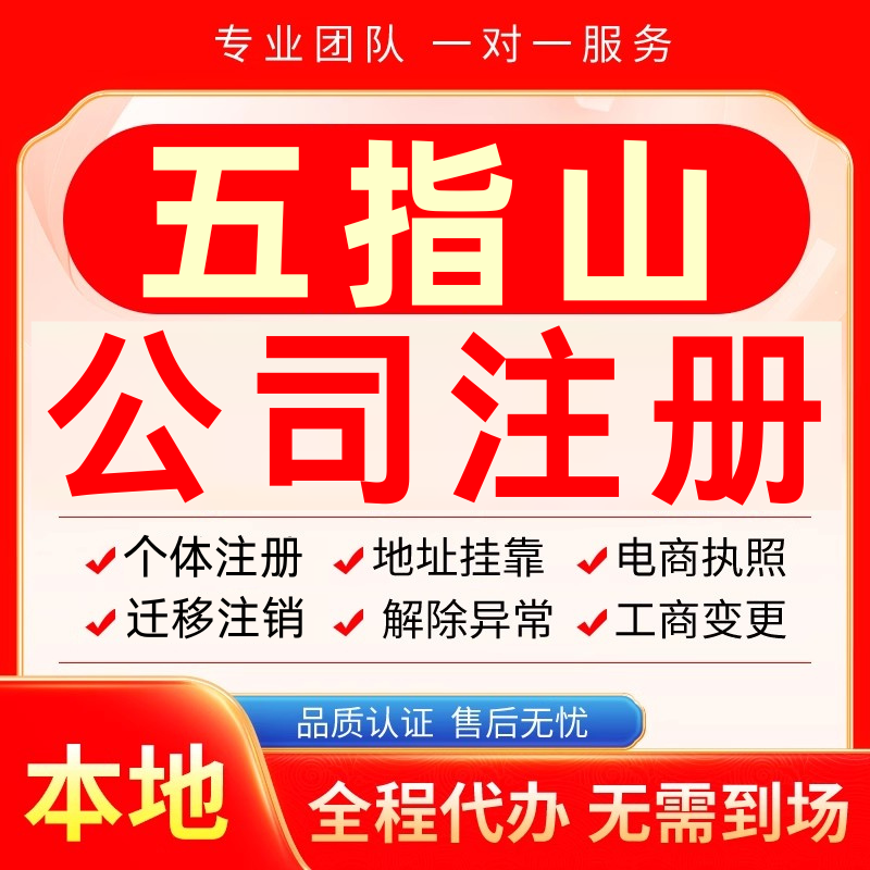 五指山公司注册办理异常减资个体户工商营业执照代办注销变更电商