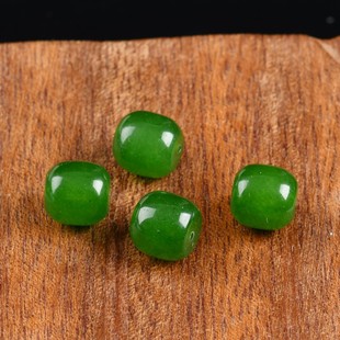 热销俄罗斯碧玉桶珠散珠白玉和田玉老型珠子单颗玉石diy多宝手串