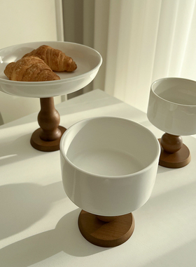 速发L杯VET 创碗陶瓷法式复古高脚杯水杯咖啡I子复古早餐意盘高脚