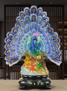 速发创意孔雀摆件锦绣前程中式家居装饰客厅玄关办公摆放乔迁结婚